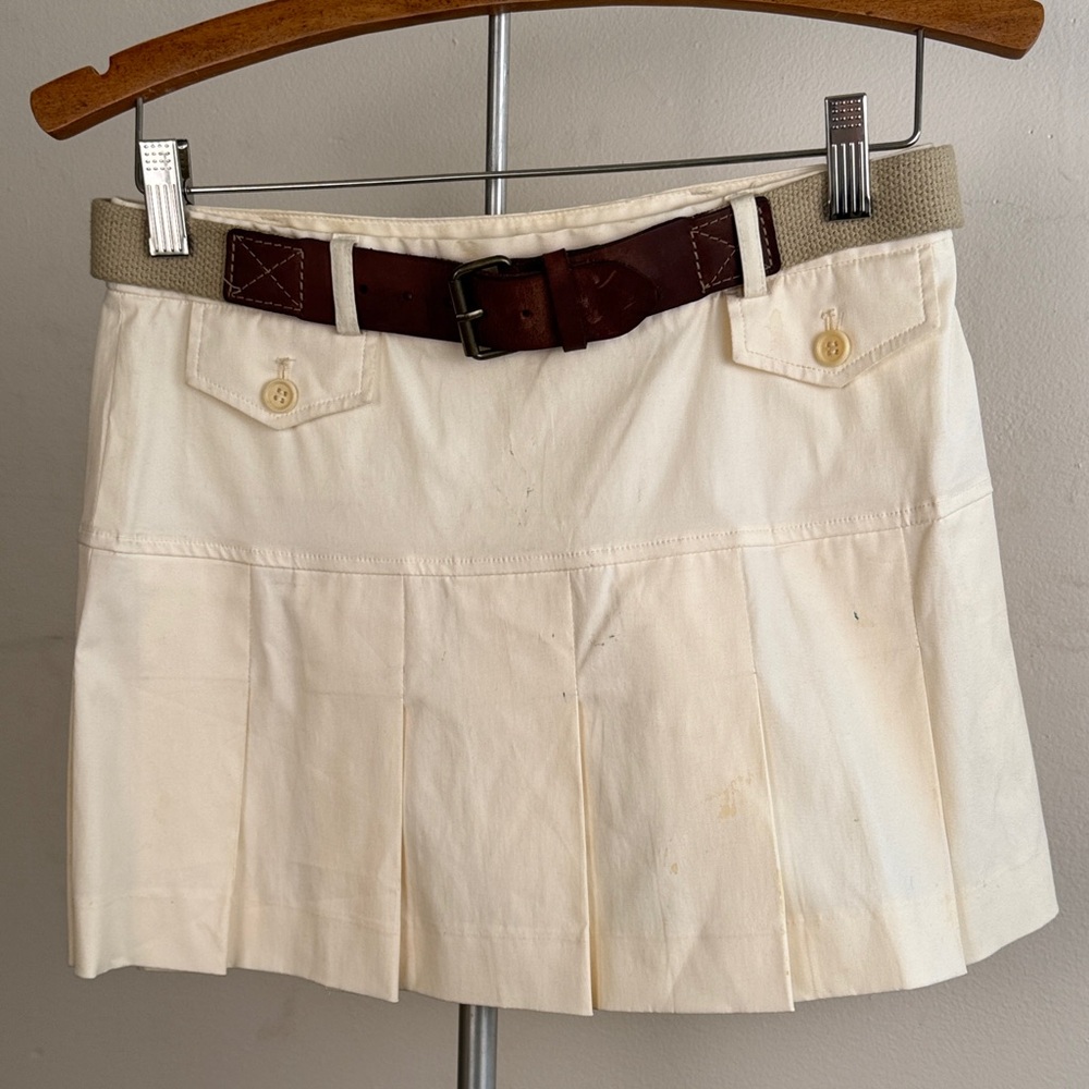 Cream Pleated Mini Skirt - 2000’s Vintage